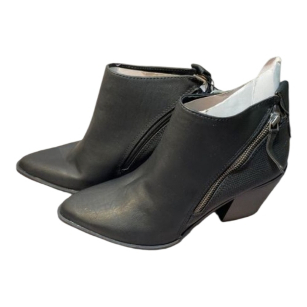Universal Thread Black Jayden Double Zip Ankle Booties Size 9.5 - Pointed Toe